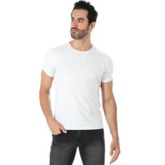 Camiseta Masculina Lisa Algodão Com Elastano Fit Branca - Anistia Moda