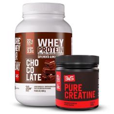 Combo 3VS Nutrition Creatina Pura 300g + Whey Protein 100% Concentrado 900g-Unissex