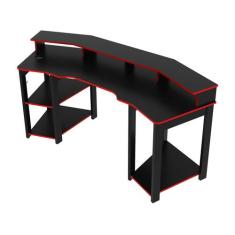 Mesa Gamer ME4167 186,6cm Preto/Vermelho - Tecno Mobili, Preto e Verme
