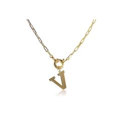 Colar De Letras Folheado Em Ouro 18k Tipo:letra-r
