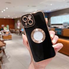 Capa de telefone galvanizada macia de luxo para iPhone 11 12 13 14 Pro Max XS X XR 7 8 Plus Mini capa de silicone oca, preta, para iphone 13