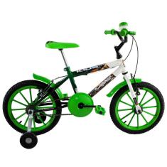 Bicicleta Infantil Aro 16 Kids cor Verde com Branco