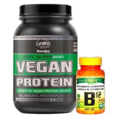 Whey PROTEÍNA VEGANA Sabor Chocolate 900g e Vitamina B12 Vegana