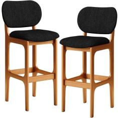 Kit 2 Banquetas Alta Cozinha Betta L02 Imbuia Chumbo