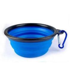 Comedouro prato pratinho pet para ração retrátil azul