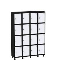 Armário Guarda Volume Locker Roupeiro 16 Portas Aço GRF 504/16 Preto/Branco