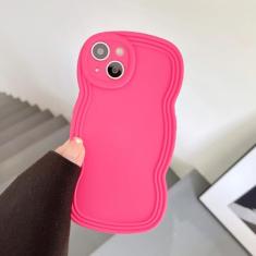Capa de silicone líquido macio bonito da cor dos doces para o iphone 13 12 11 pro x xr xs max fosco sólido tpu encaracolado ondulado capa, rosa, para iphone 11