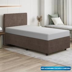 Base Cama Box Viúva Veludo - Skybox - Marrom
