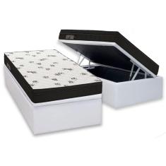 Cama Box Baú Solteiro: Colchão Espuma Ortobom D45 Light Saúde OrtoPillow + Base CRC Courano White(88x188)