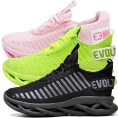 Kit 3 Tênis Trança Rosa, Verde e Black 38