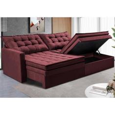 Sofá Sem Caixa Retrátil Baú 2,00m Cama inBox Secret Suede Velusoft Vin