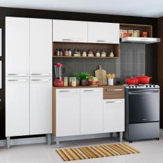 Cozinha Compacta Madesa Emilly Top com Armário e Balcão, Rustic/Branco