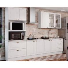 Cozinha Completa Americana (1 Aéreo, 2 Balcões, 1 Paneleiro, 1 Complemento) 5 Peças Branco - Henn