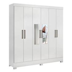 Guarda Roupa Casal Prático Branco Com Espelho - Demóbile