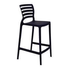 Banqueta Para Cozinha Alta Tramontina Sofia Preta Em Polipropileno Emp