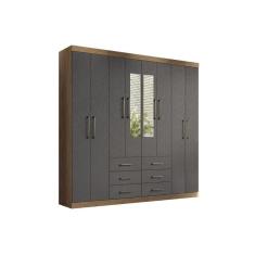 Guarda Roupa Casal 8 Portas E 6 Gavetas C- Espelho Liverpool Jatoba-grafitte