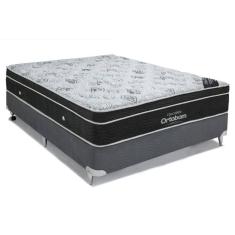 Cama Box Casal: Colchão Molas Bonnel Ortobom Nanolastic Exclusive + Base Crc Suede Gray(138X188)