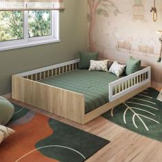 Cama Montessoriana Casal Affetto Aveiro Oak/Branco - Completa Móveis, 