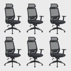 Kit 6 Cadeiras para Escritório Genebra Presidente com Nr17
