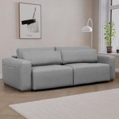 Sofá Retrátil 4 Lugares 240cm Essense Cabecasa Madeiramadeira Cinza Mescla Claro
