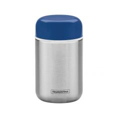 Pote Térmico Tramontina Em Aço Inox Com Tampa Azul 8,8 Cm 400 Ml Tramontina