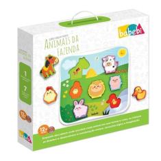 Quebra Cabeça De Encaixe Animais Da Fazenda Babebi Madeira