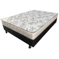 Cama Box Monaco Casal Ortopédica 138x188x50cm Cor Branco com Preto - E