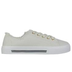 Tênis Casual Detalhe Desfiado Feminino Moleca Branco - 5667.322-Feminino