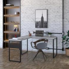 Escrivaninha Mesa Escritório em L Estilo Industrial 135x150cm Kuadra -