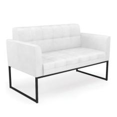 Sofá Namoradeira Elisa Corano Branco Base Metálica Industrial Preto D0