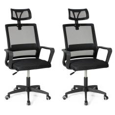 Kit 2 Cadeiras De Escritório Giratória Executiva Pro Com Regulagem De Altura - Preto