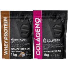 Kit: Whey Protein Concentrado 1Kg + Colágeno Hidrolisado 1Kg - 100% Importado - Soldiers Nutrition-Unissex