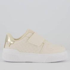 Tênis Klin Sky Infantil Off White e Dourado-Unissex