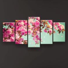 Quadro Decorativo Flor De Primavera Sacura 129x61 Sala