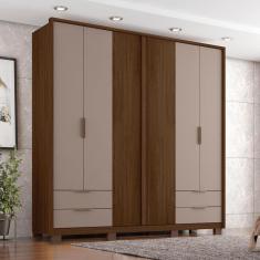 Guarda Roupa Casal 6 Portas 4 Gavetas Suburban Espresso Móveis Havana/Cinza