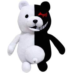 Crianças preto branco urso pelúcia boneca Monocuma urso 25cm para menina