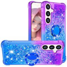 CCSmall Linda capa para Samsung Galaxy S24 FE (não S24) com suporte para mulheres, capa de telefone brilhante brilhante com brilho líquido gradiente flutuante capa de areia movediça para Samsung