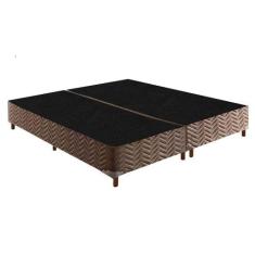 Cama Box Base King Sommier Rústico Bordado Brown (193x203x30) - Paropa