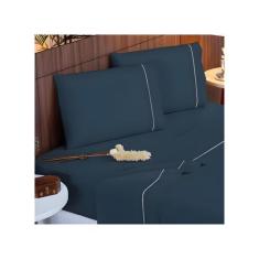 Jogo de Lençol King 4 Peças 400 Fios Ponto Palito com Elástico Cama Bo