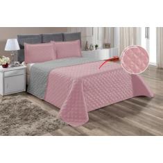 Cobre Leito Casal Queen 3 Pçs Microfibra - Colcha Dupla Face Rosê com 