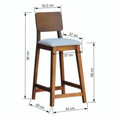 Banqueta Lyon em Madeira com Encosto Anatômico e Assento Estofado com 