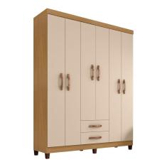 Guarda Roupa Casal 6 Portas E 2 Gavetas Monique Carvalho/off White - Pallazio