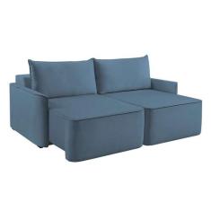 Sofá 2 Lugares Retrátil Moon Linho Azul 160 cm - Modern