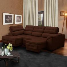 Sofá Retrátil Reclinável de Canto Chaise 250 x 150 Cm Luiza Suede - Só
