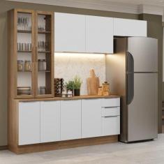 Armário de Cozinha Completa 270cm Stella Madesa 11, Rustic/Branco