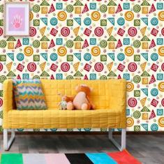 Papel de Parede Infantil Auto Adesivo Lavável 0004 Formas Geométricas 