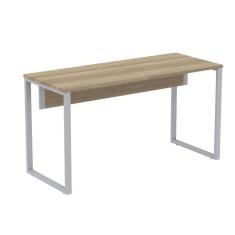 Mesa Escritório P25 TUB Pandin 150 cm (Larg) Tampo MDP Nogueira Casablanca Pé Aço Tubular Vermelho
