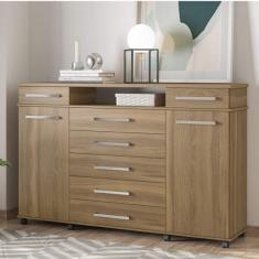 Cômoda 7 Gavetas 2 Portas Com Rodízios London  Amendola