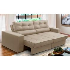 Sofá Retrátil e Reclinável 2 lugares 1,90m com Molas Mirela Suede Bege Adonai Estofados