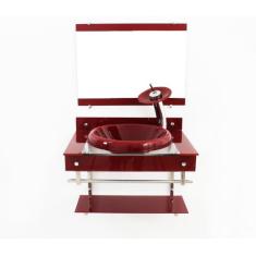 Gabinete para banheiro de vidro iqxx 60cm inox com cuba chapeu - verme